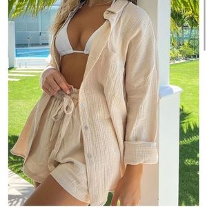 White Fox Boutique shirt and shorts set